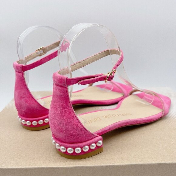 Stuart Weitzman 10 Nudistcurve Women’s Flat Sandals Pearl Fuchsia Pink US 5.5 - Picture 6 of 11